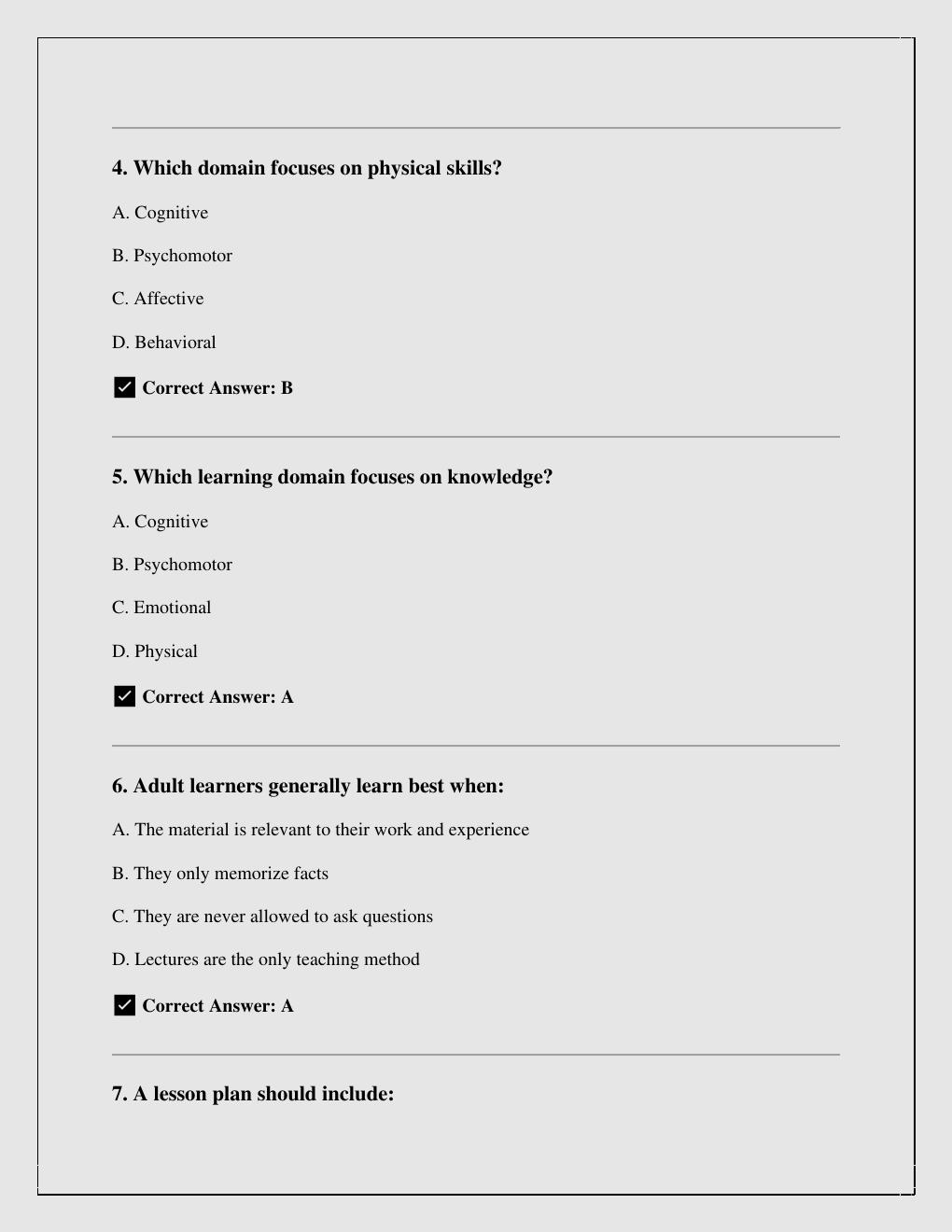 Preview page 2 of Texas Fire & Emergency Services Instructor Practice Exam (2025–2026) with correct answers A+  Graded/instant pdf