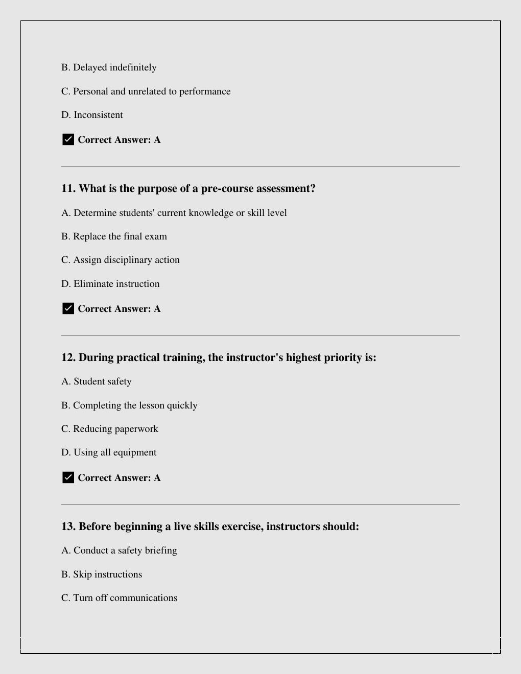 Preview page 4 of Texas Fire & Emergency Services Instructor Practice Exam (2025–2026) with correct answers A+  Graded/instant pdf