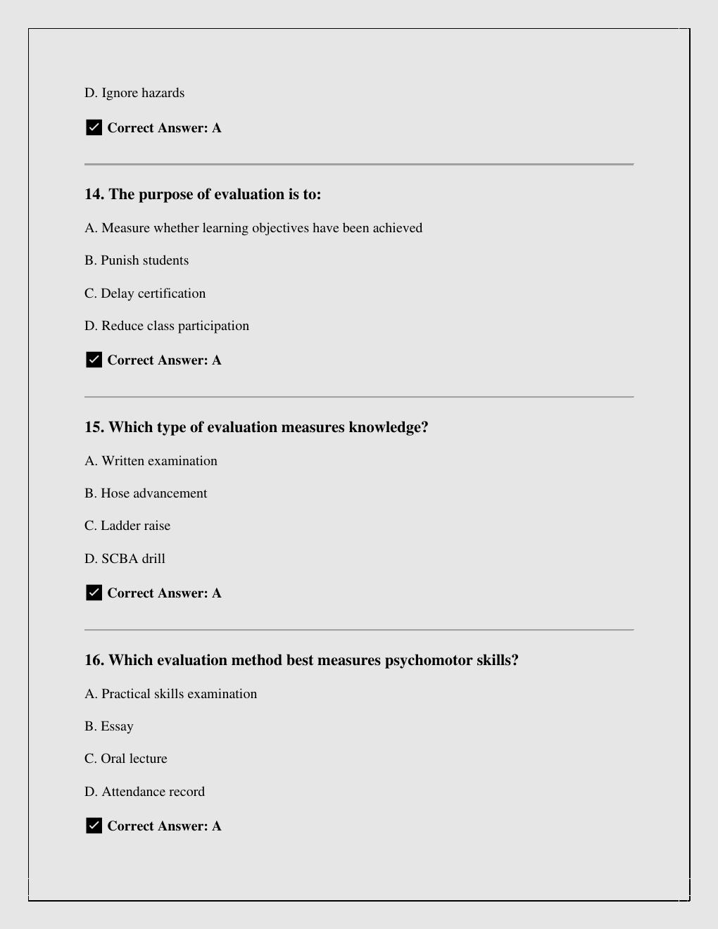 Preview page 5 of Texas Fire & Emergency Services Instructor Practice Exam (2025–2026) with correct answers A+  Graded/instant pdf