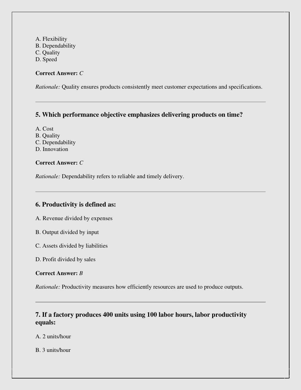Preview page 2 of WGU C215 – Operations Management Objective Assessment Practice Exam  (2025–2026) updated this month