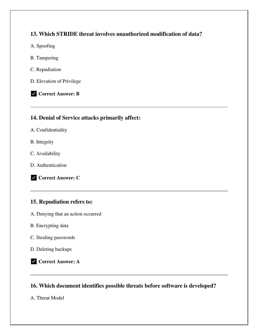 Preview page 5 of WGU D487 – Secure Software Development Life Cycle (SSDLC) Practice Exam  (2025–2026) with correct answers /instant pdf