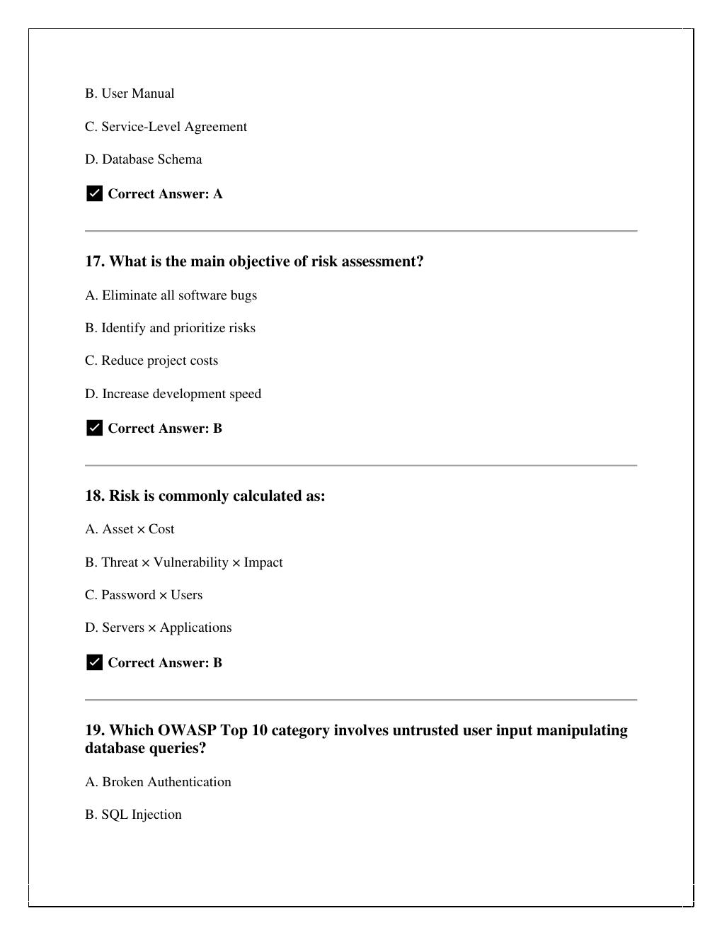 Preview page 6 of WGU D487 – Secure Software Development Life Cycle (SSDLC) Practice Exam  (2025–2026) with correct answers /instant pdf