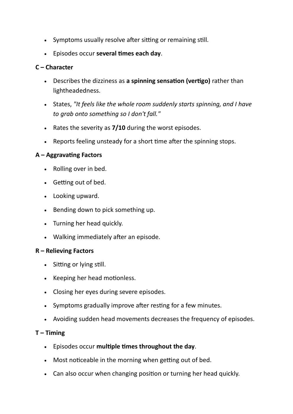 Preview page 5 of IHUMAN COMPREHENSIVE CASE  STUDY SHEILA DAVIS, 68-YEAR OLD. REASON FOR ENCOUNTER:  DIZZINESS.   EXAM STUDY GUIDE. GRADED