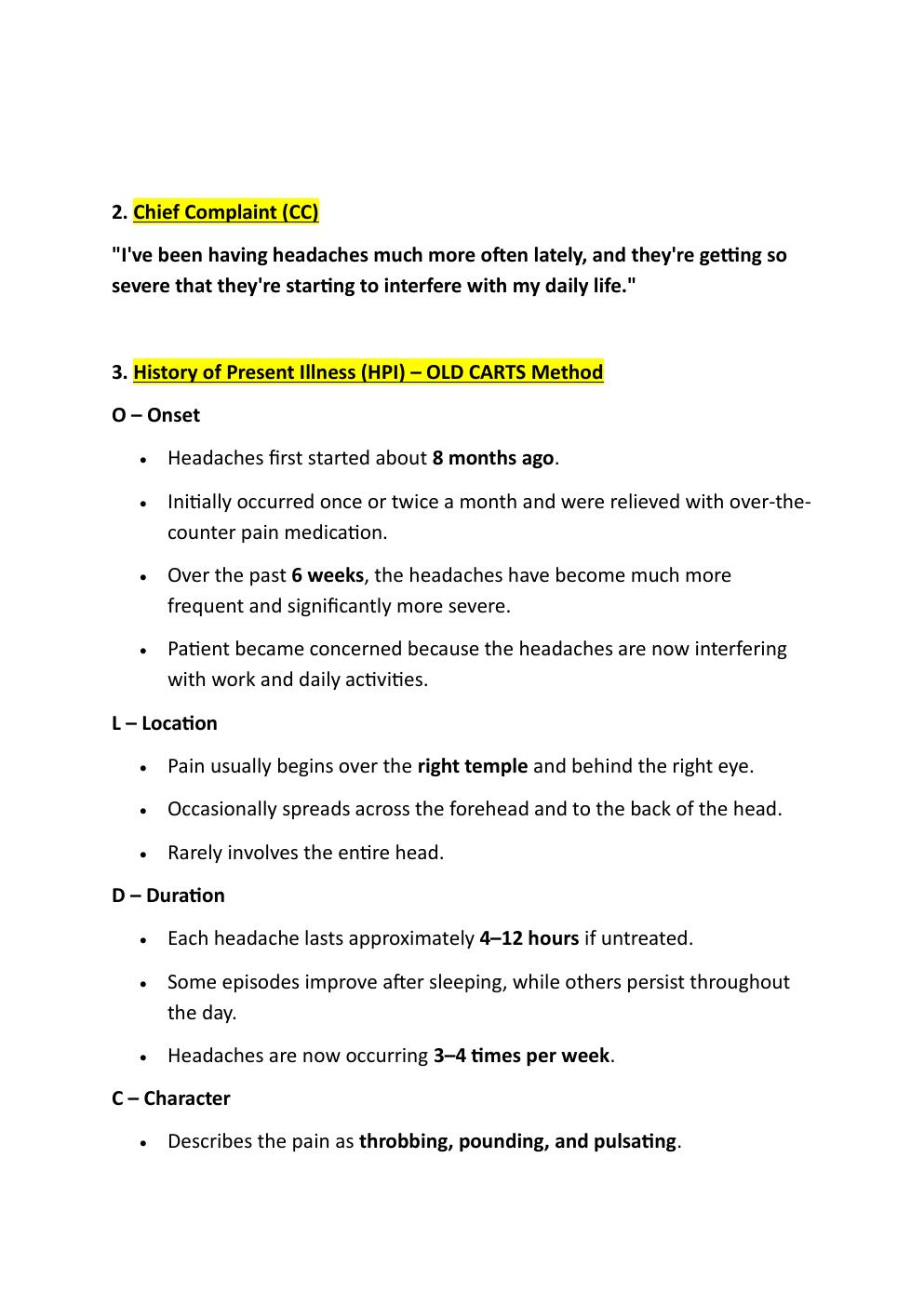 Preview page 4 of COMPREHENSIVE IHUMAN CASE  STUDY. 26-YEAR-OLD, BEBE  BABBITT. REASON FOR  ENCOUNTER: MORE FREQUENT  SEVERE HEADACHES.