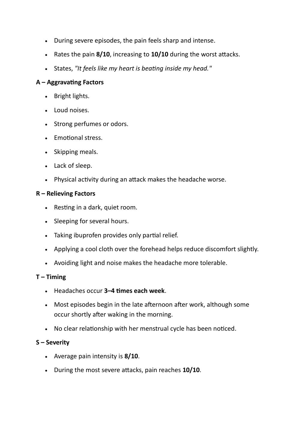 Preview page 5 of COMPREHENSIVE IHUMAN CASE  STUDY. 26-YEAR-OLD, BEBE  BABBITT. REASON FOR  ENCOUNTER: MORE FREQUENT  SEVERE HEADACHES.