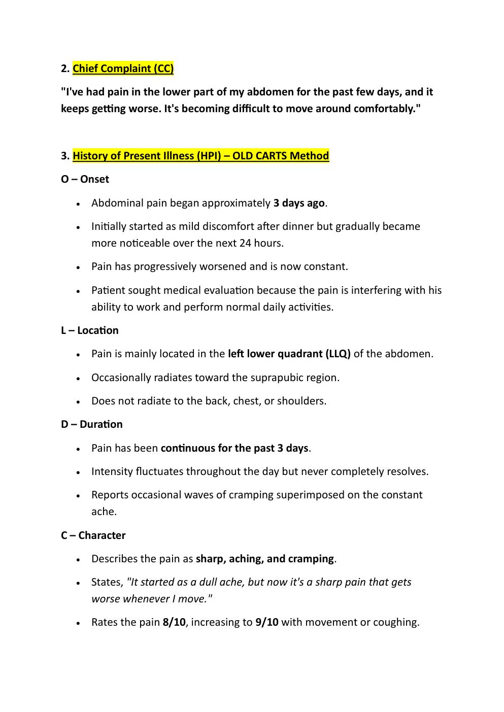 Preview page 4 of COMPREHENSIVE IHUMAN CASE  STUDY, 50-YEAR-OLD, GEORGE  BAILEY. REASON FOR  ENCOUNTER: ABDOMINAL PAIN.   EXAM STUDY GUIDE