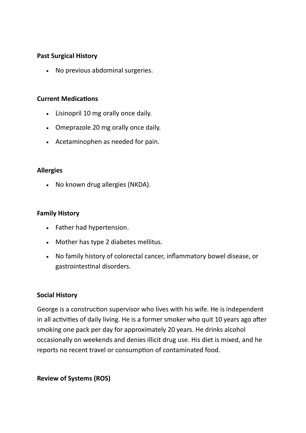Preview page 5 of IHUMAN CASE STUDY. GEORGE  BAILEY, 50-YEAR-OLD. REASON  FOR ENCOUNTER: ABDOMINAL  PAIN.   EXAM STUDY GUIDE. GRADED A+.