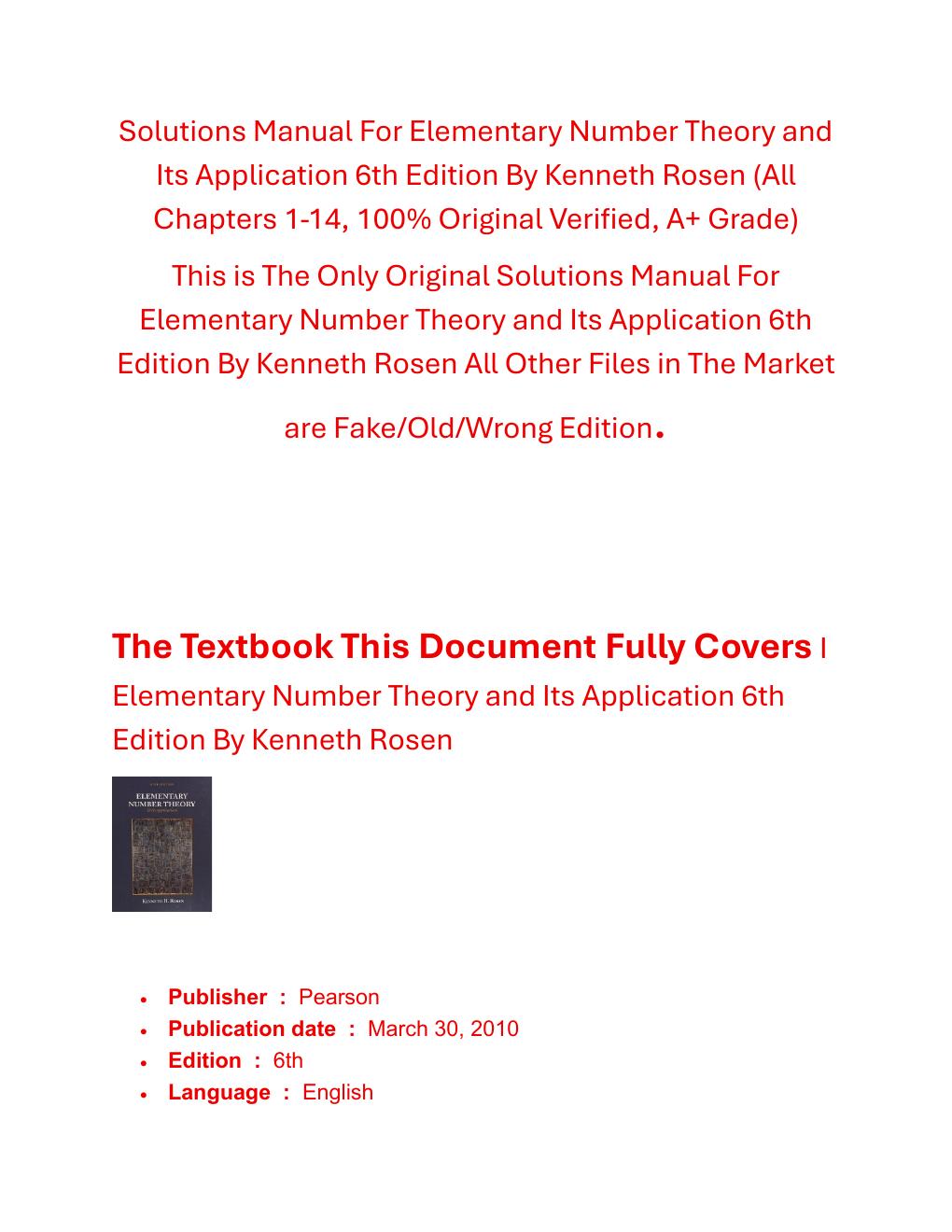 Preview page 2 of Solutions Manual Elementary Number Theory and Its Application 6th Edition By Kenneth Rosen