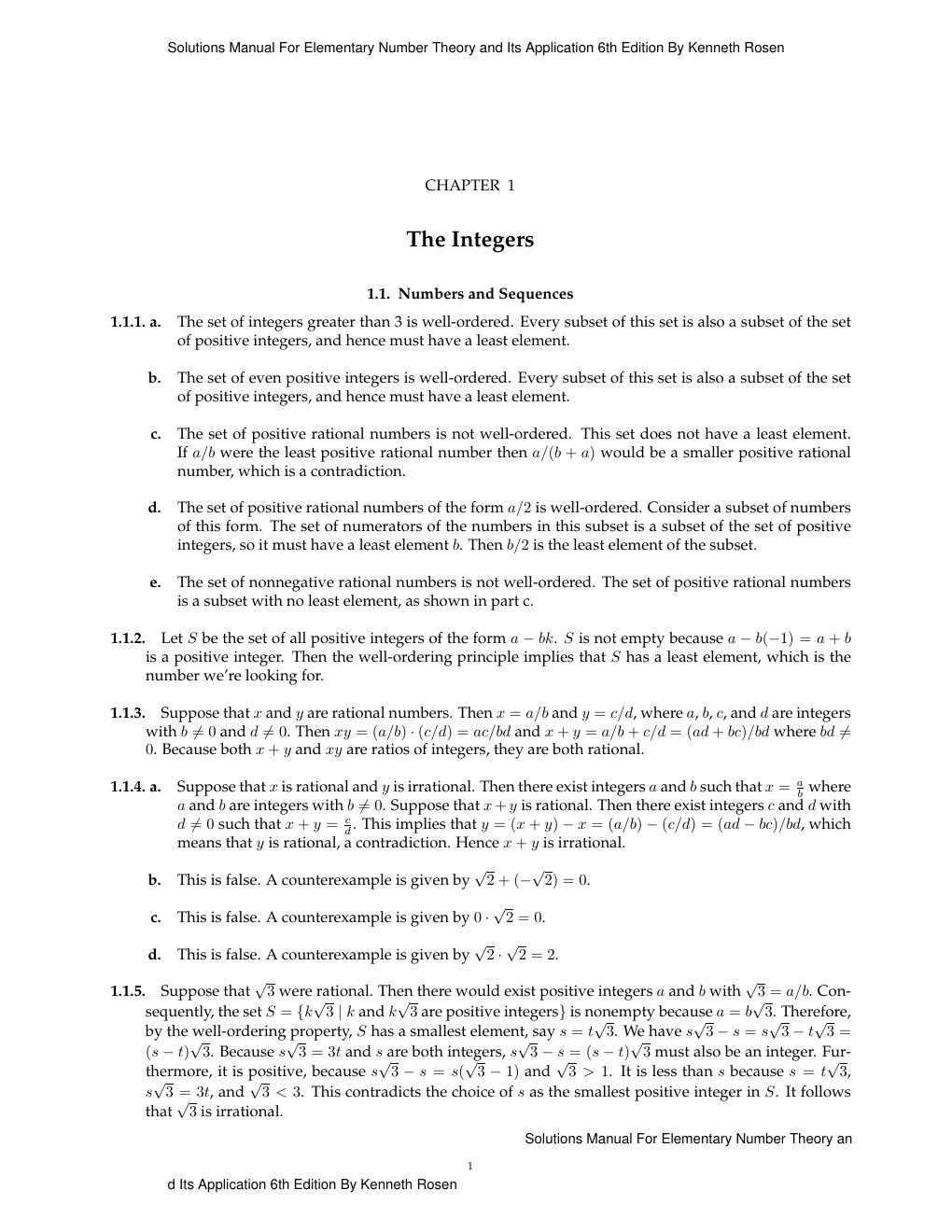 Preview page 4 of Solutions Manual Elementary Number Theory and Its Application 6th Edition By Kenneth Rosen