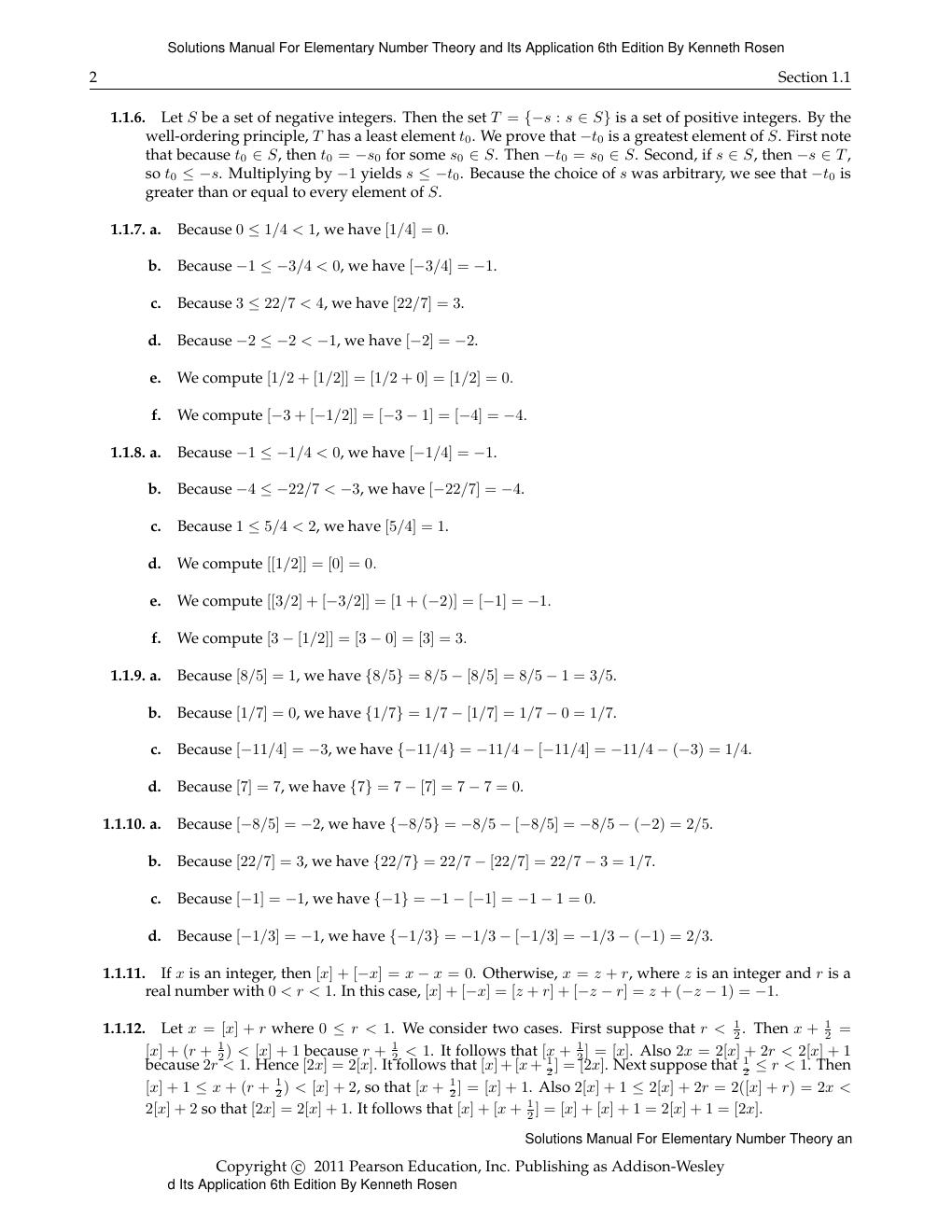 Preview page 5 of Solutions Manual Elementary Number Theory and Its Application 6th Edition By Kenneth Rosen