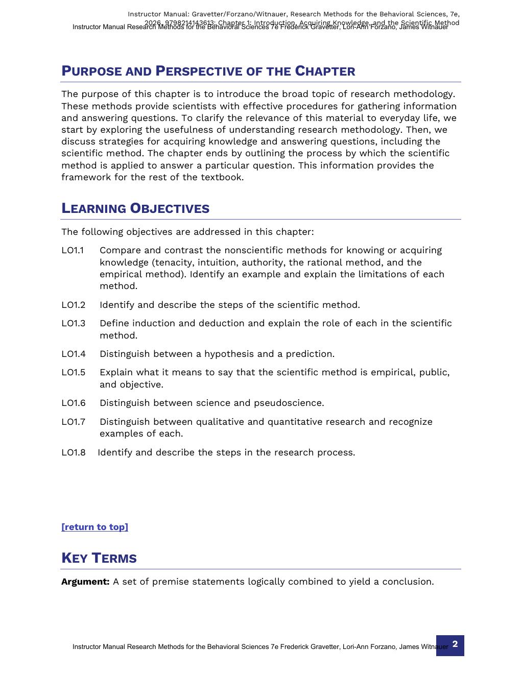 Preview page 5 of Instructor Manual for Research Methods for the Behavioral Sciences 7th Edition By Frederick Gravetter, Lori-Ann Forzano,