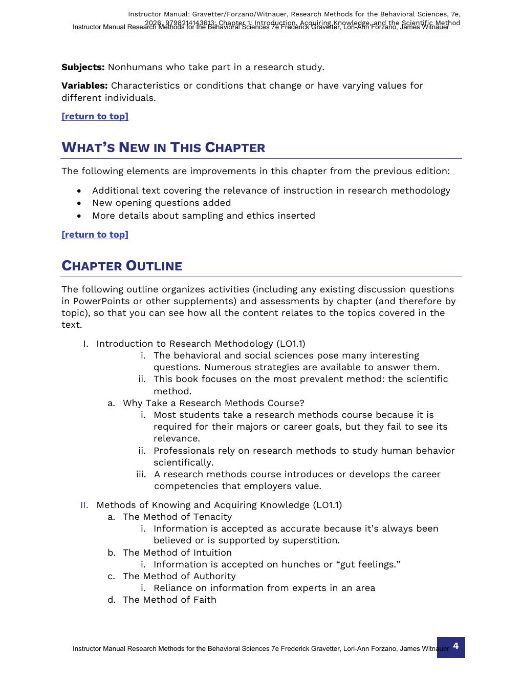 Preview page 7 of Instructor Manual for Research Methods for the Behavioral Sciences 7th Edition By Frederick Gravetter, Lori-Ann Forzano,