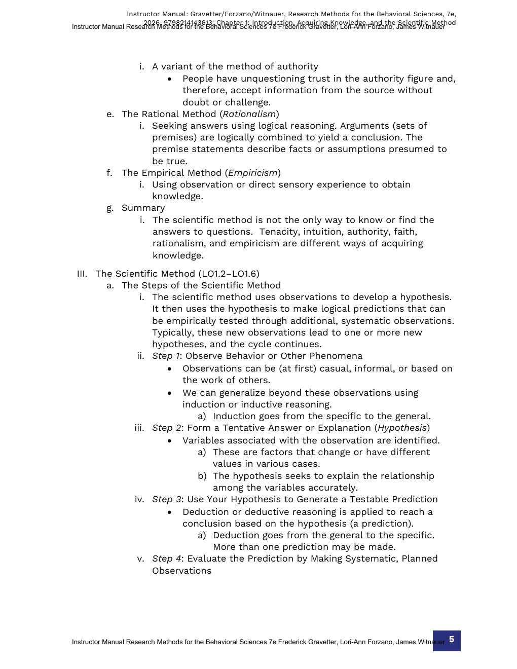 Preview page 8 of Instructor Manual for Research Methods for the Behavioral Sciences 7th Edition By Frederick Gravetter, Lori-Ann Forzano,