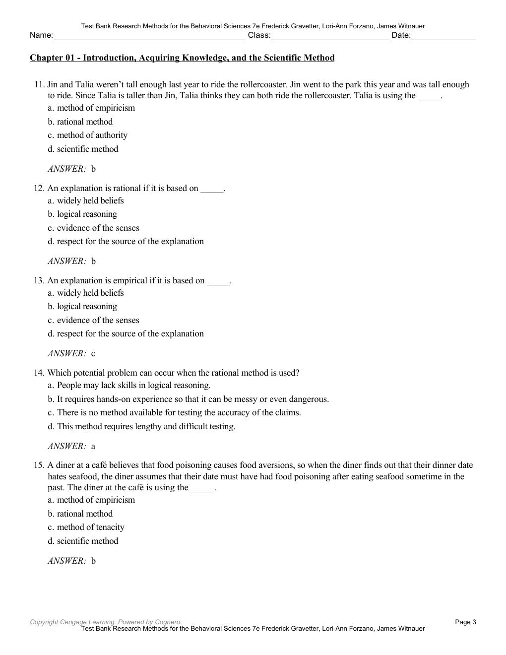Preview page 6 of Test Bank for Research Methods for the Behavioral Sciences 7th Edition By Frederick Gravetter, Lori-Ann Forzano, James W