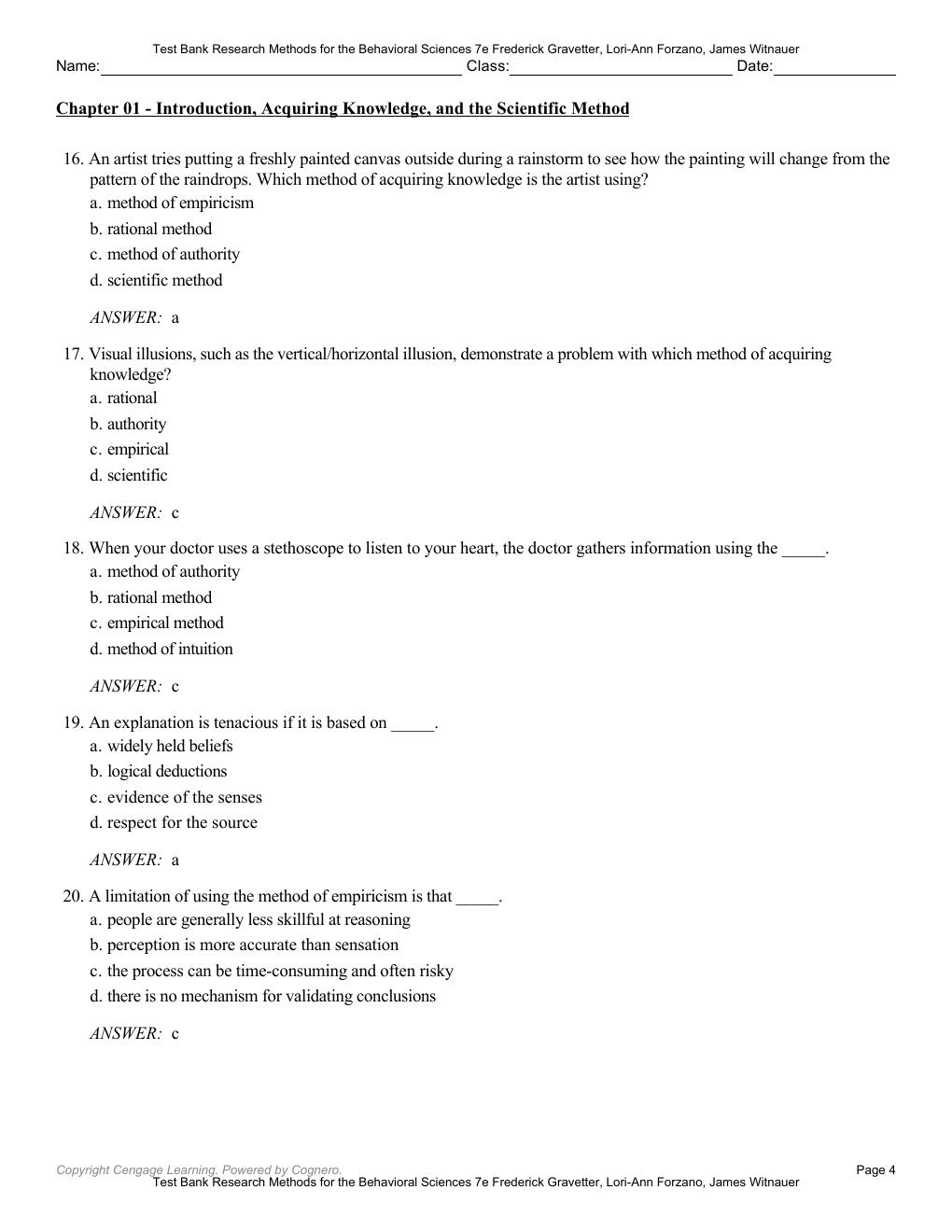 Preview page 7 of Test Bank for Research Methods for the Behavioral Sciences 7th Edition By Frederick Gravetter, Lori-Ann Forzano, James W