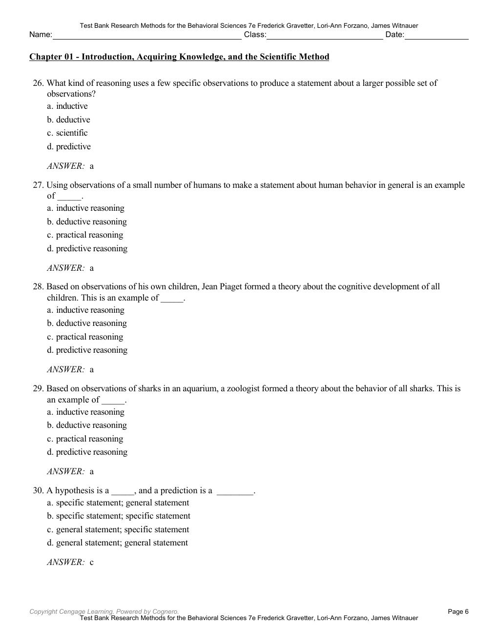 Preview page 9 of Test Bank for Research Methods for the Behavioral Sciences 7th Edition By Frederick Gravetter, Lori-Ann Forzano, James W