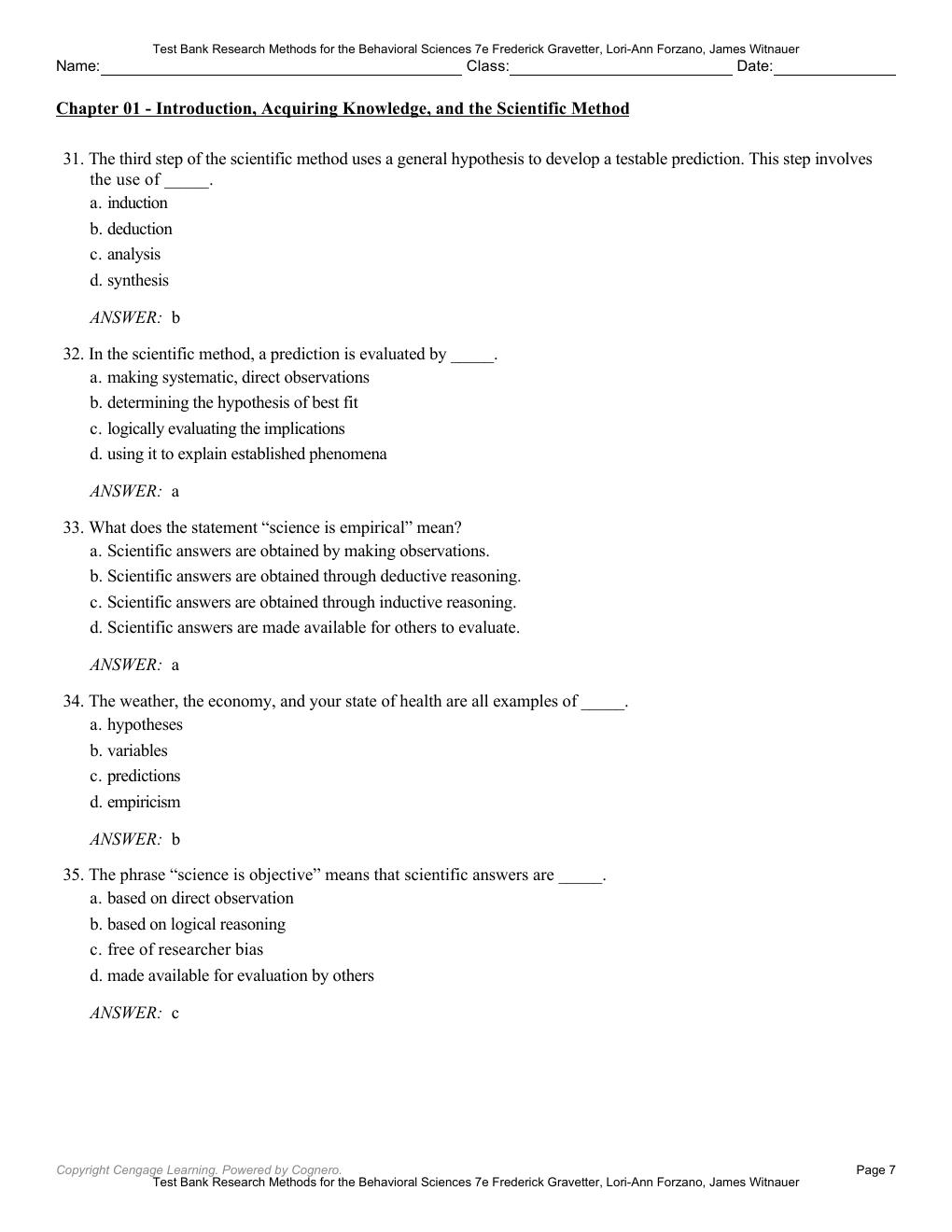 Preview page 10 of Test Bank for Research Methods for the Behavioral Sciences 7th Edition By Frederick Gravetter, Lori-Ann Forzano, James W