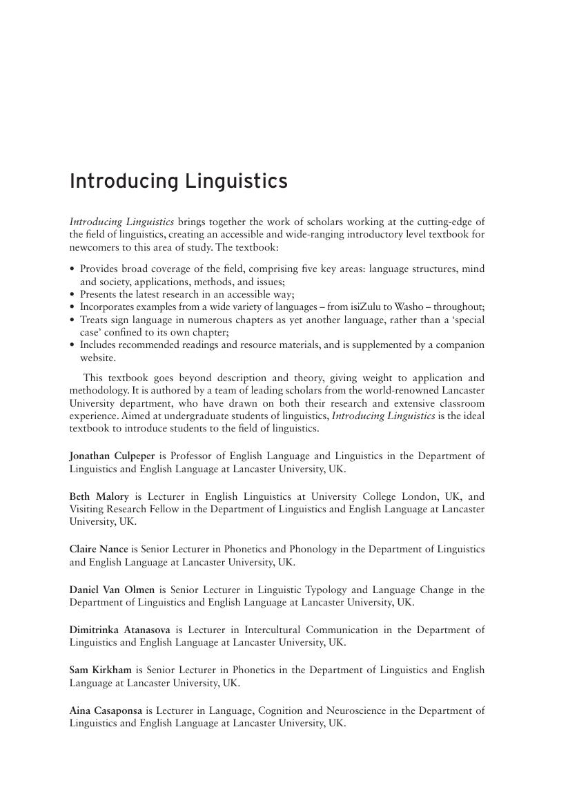 Preview page 2 of eBook [PDF] Introducing Linguistics By Jonathan Culpeper, Beth Malory
