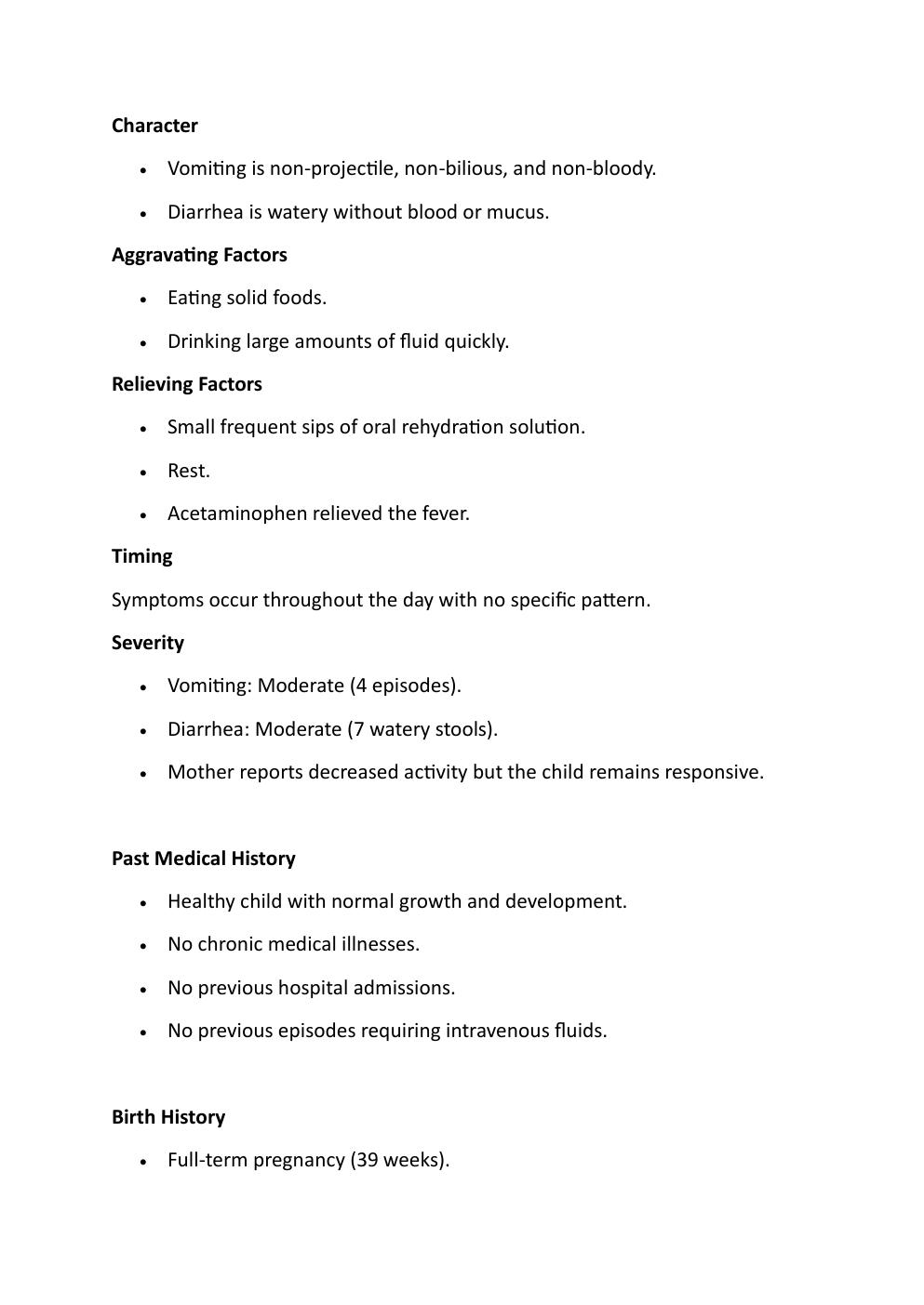 Preview page 4 of COMPREHENSIVE IHUMAN  CASE STUDY. 18-MONTHS-OLD,  LAYLA STEVENS, REASON FOR  ENCOUNTER: VOMITTING AND  DIARRHEA.   WITH