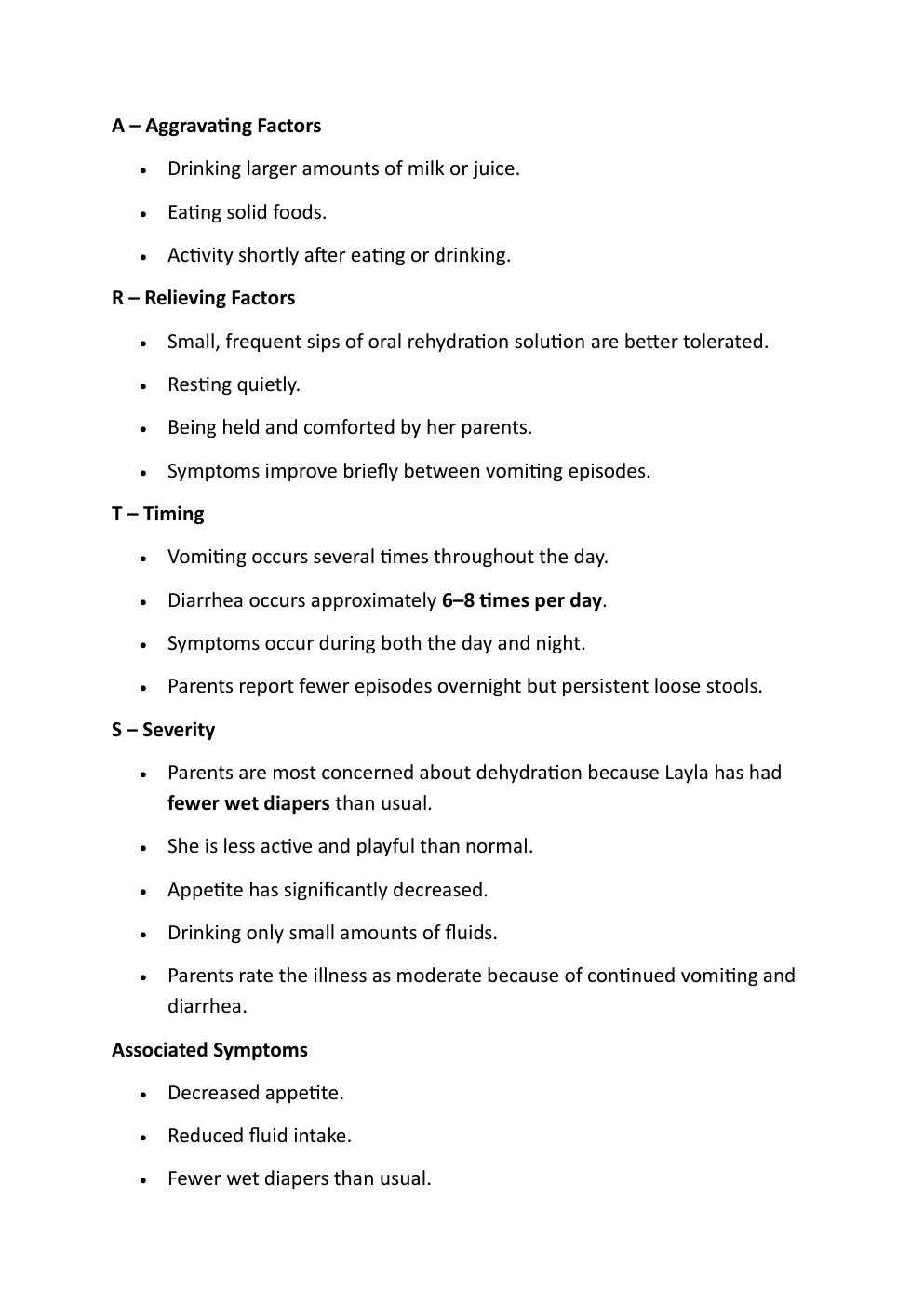 Preview page 5 of COMPREHENSIVE IHUMAN  CASE STUDY, 18-MONTHS-OLD  LAYLA STEVENS; REASON FOR  ENCOUNTER: VOMITING AND  DIARRHEA.  WITH A S