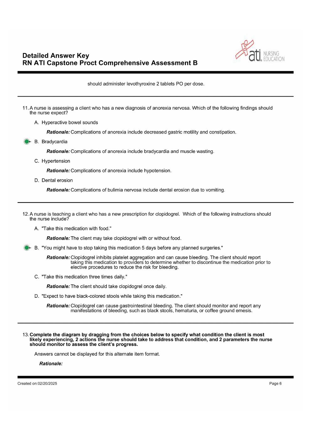 Preview page 6 of Detailed Answer Key For ATI RN Capstone Proctored Comprehensive Assessment Exam