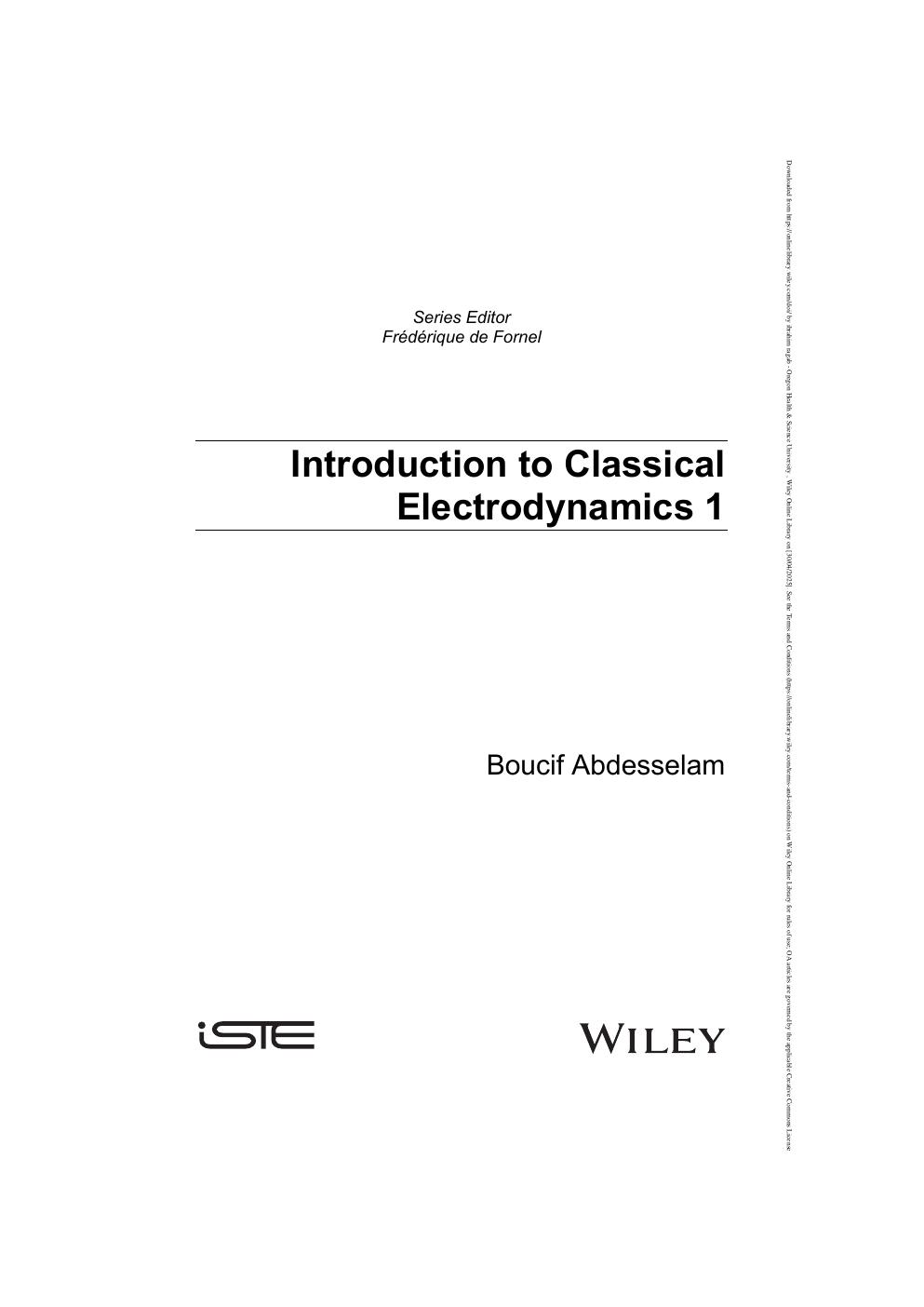 Preview page 4 of eBook [PDF] Introduction to Classical Electrodynamics 1 By Boucif Abdesselam