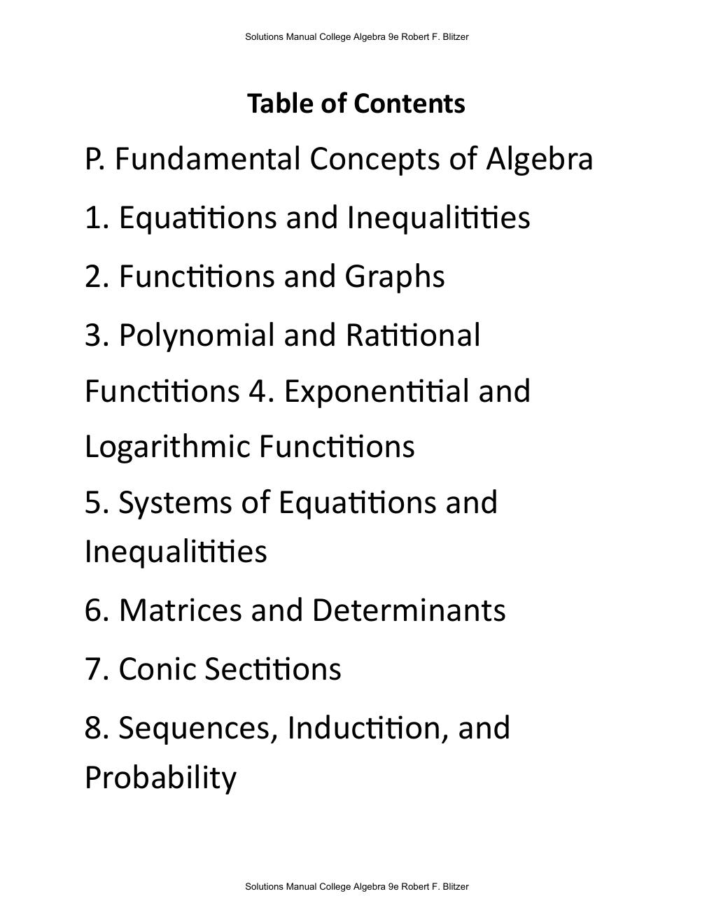 Preview page 2 of Solutions Manual For College Algebra 9th Edition By Robert F. Blitzer