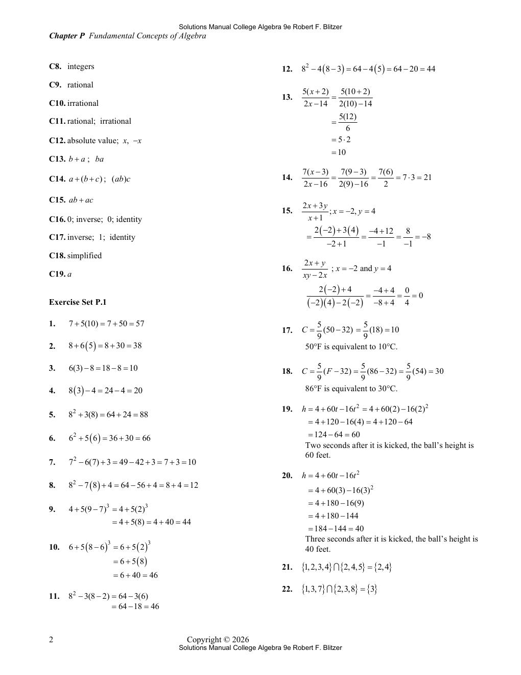 Preview page 4 of Solutions Manual For College Algebra 9th Edition By Robert F. Blitzer