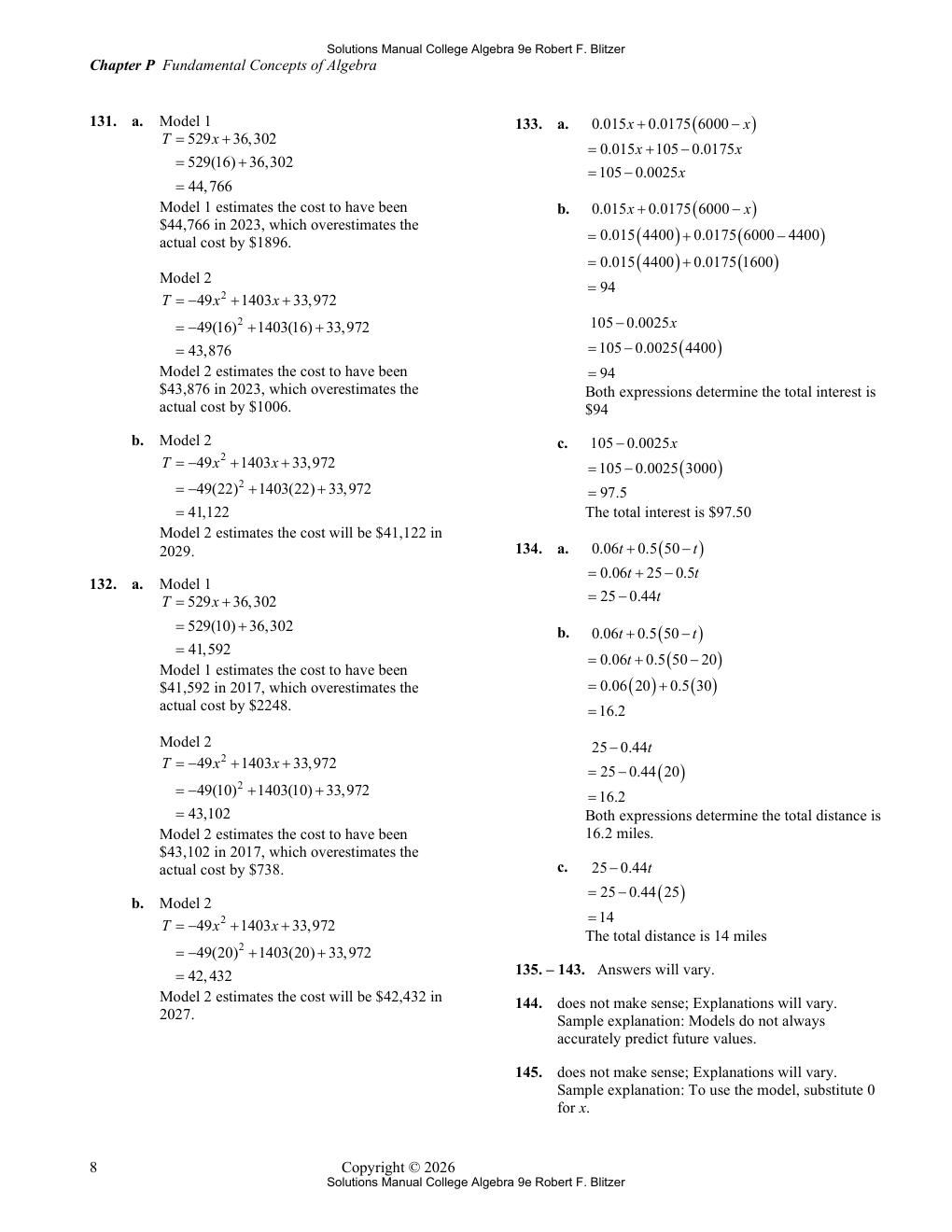 Preview page 10 of Solutions Manual For College Algebra 9th Edition By Robert F. Blitzer