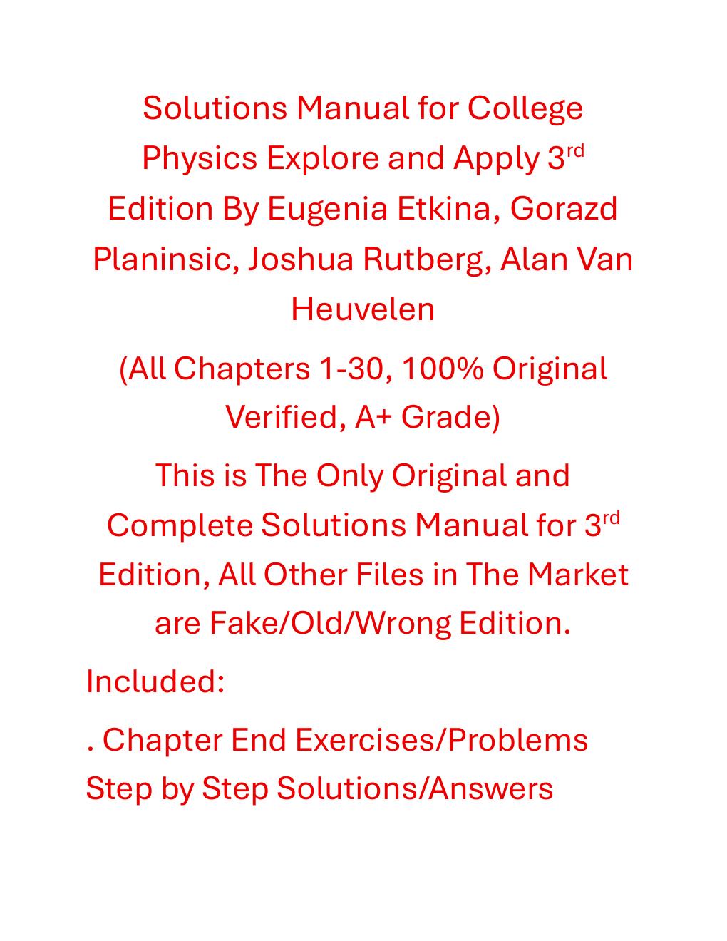Preview page 2 of Solutions Manual for College Physics Explore and Apply 3rd Edition By Eugenia Etkina, Gorazd Planinsic, Joshua Rutberg,