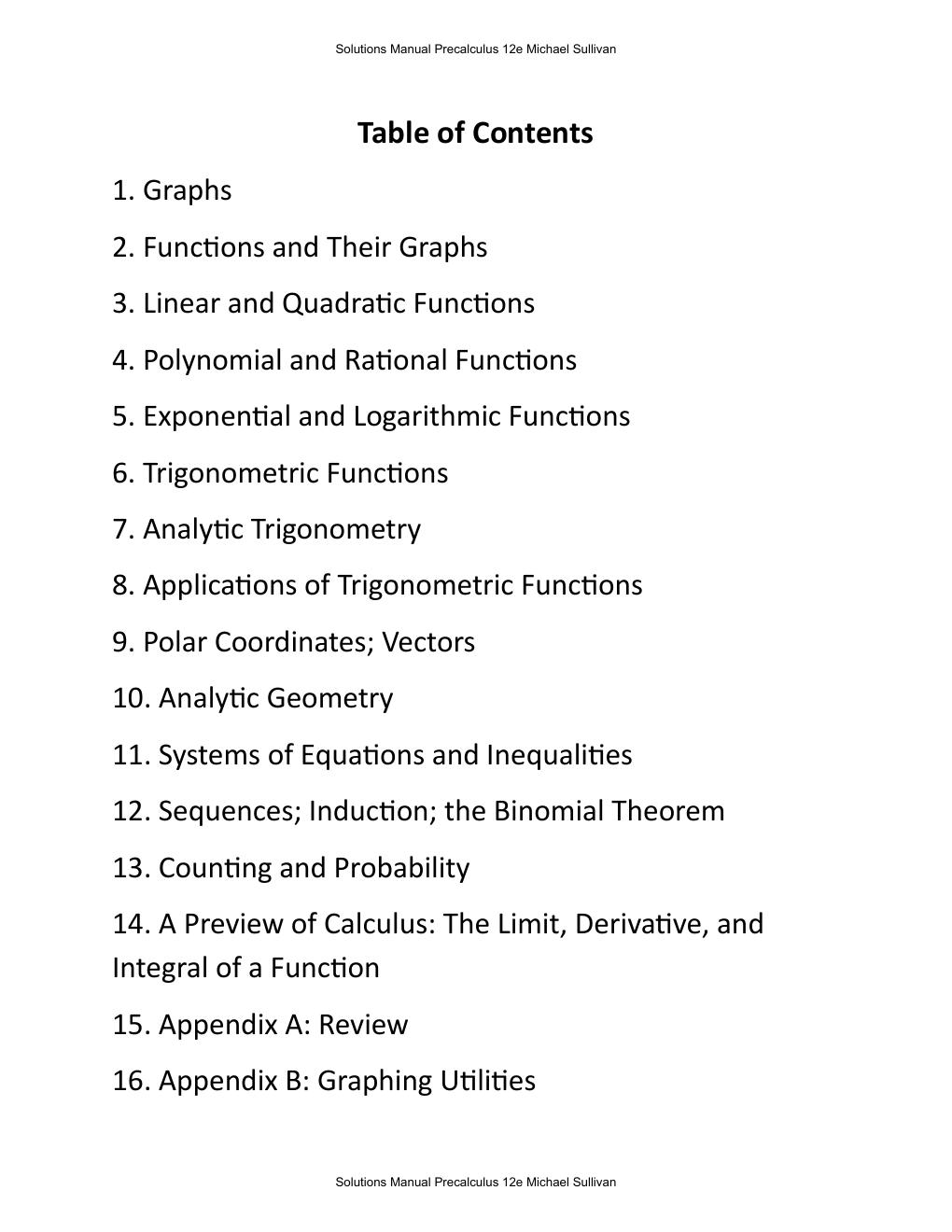 Preview page 3 of Solutions Manual for Precalculus 12th Edition By Michael Sullivan