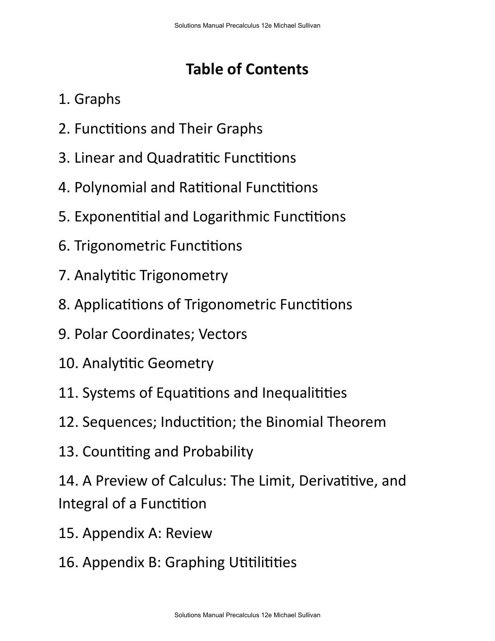 Preview page 4 of Solutions Manual for Precalculus 12th Edition By Michael Sullivan