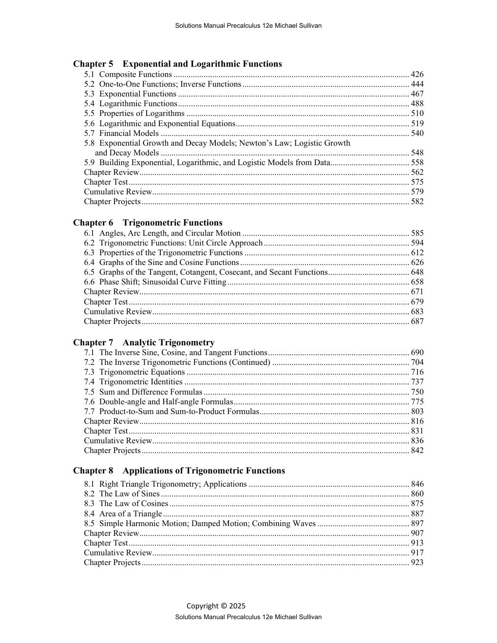 Preview page 5 of Solutions Manual for Precalculus 12th Edition By Michael Sullivan