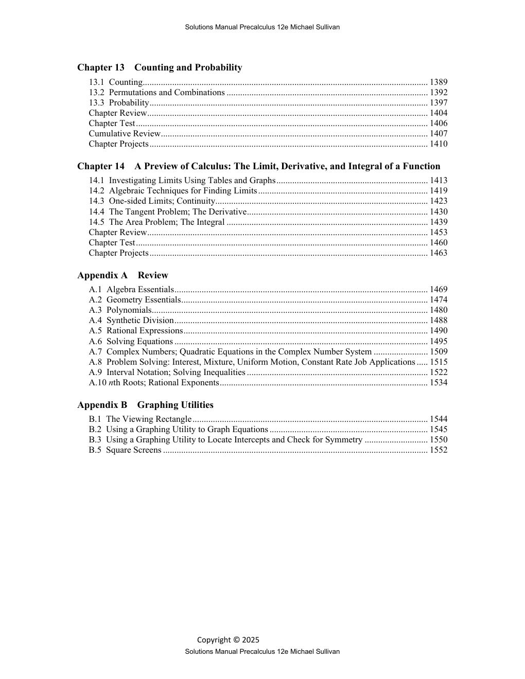 Preview page 7 of Solutions Manual for Precalculus 12th Edition By Michael Sullivan