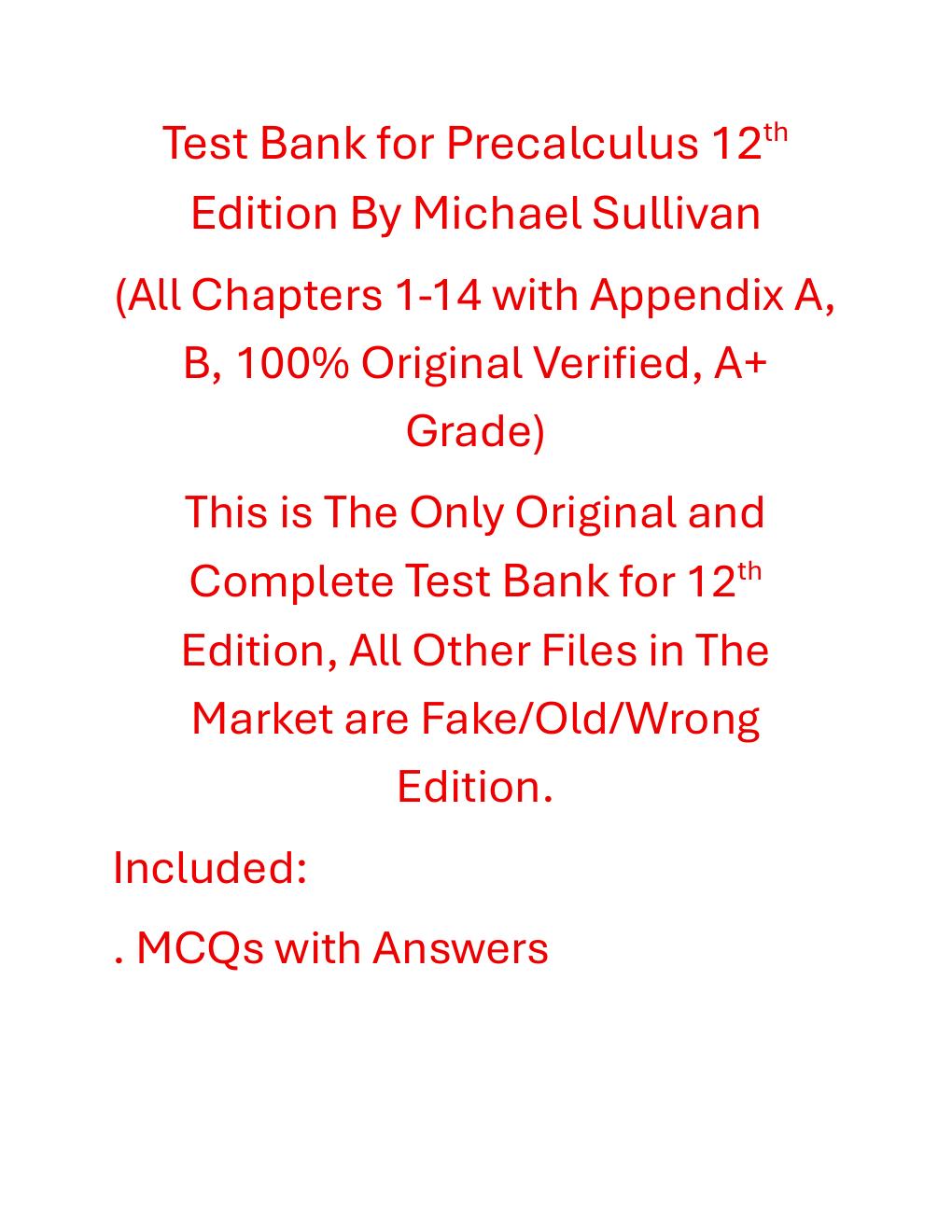 Preview page 2 of Test Bank for Precalculus 12th Edition By Michael Sullivan