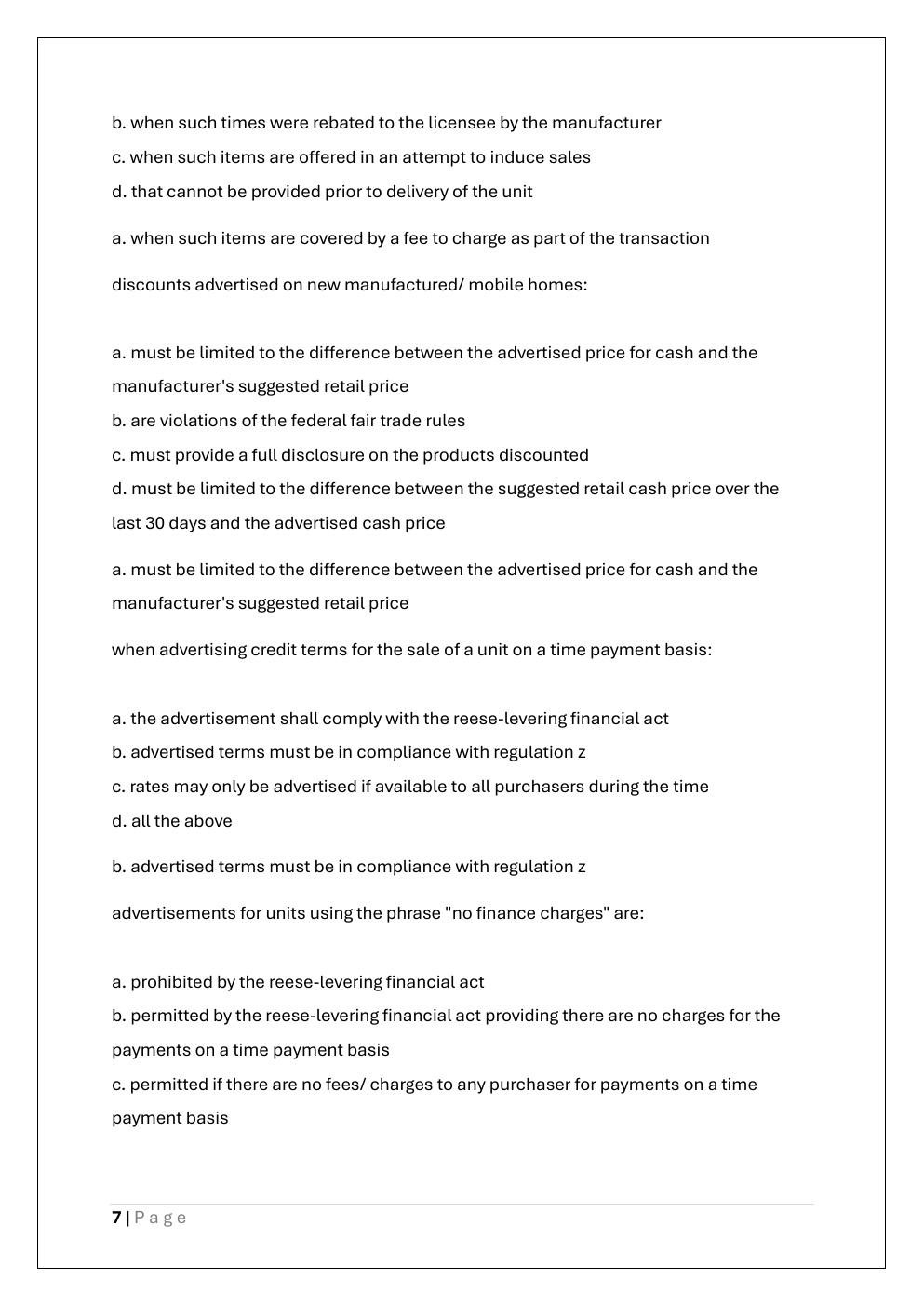 Preview page 7 of MANUFACTURED HOME EXAM