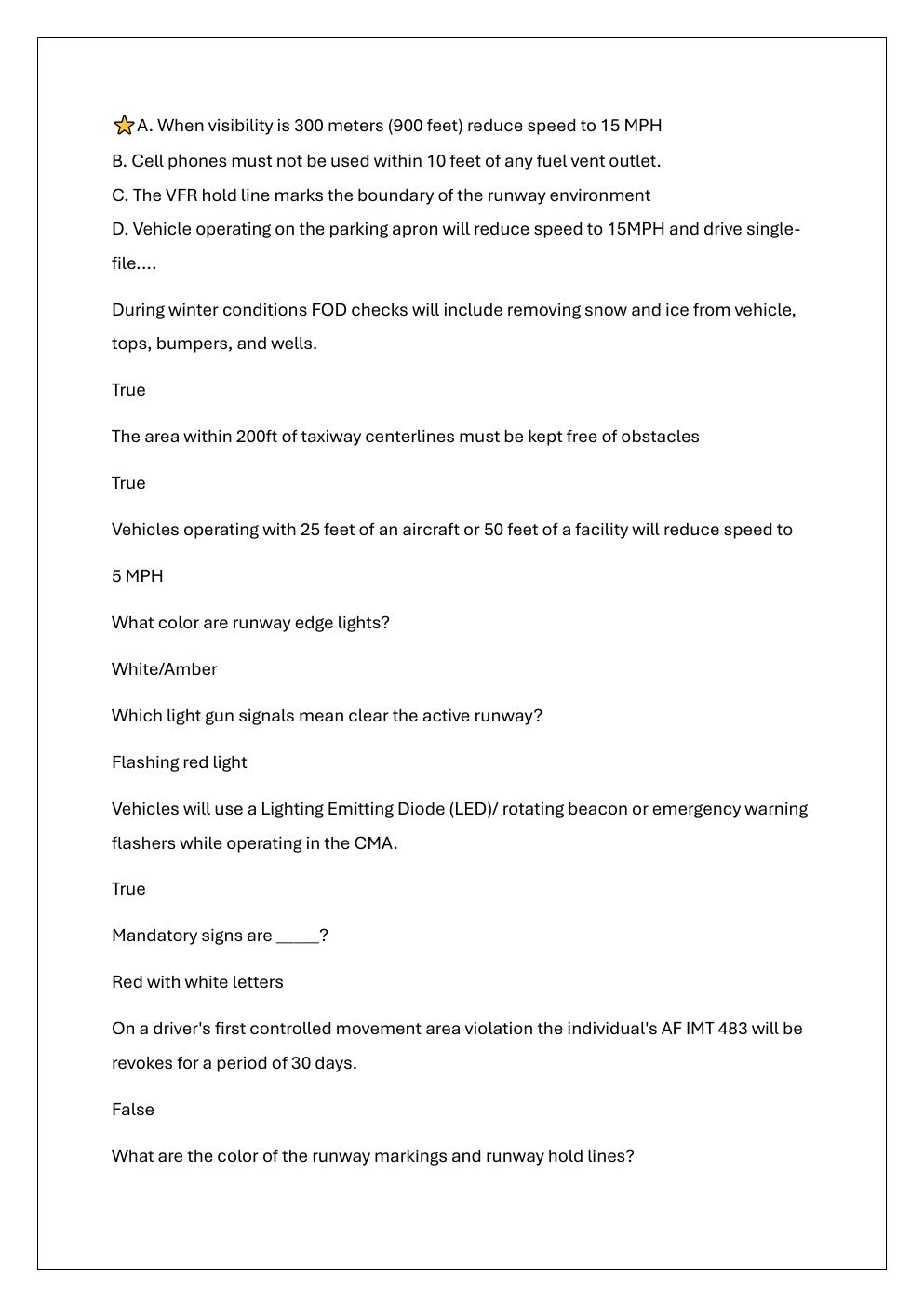 Preview page 7 of AIRFIELD DRIVING PRACTICE EXAM