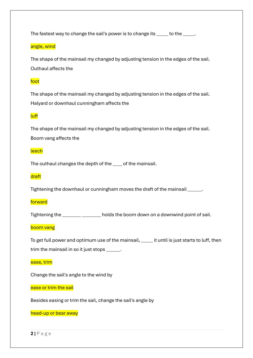 Preview page 2 of ASA 101 BASIC KEELBOAT SAILING  CERTIFICATION EXAM