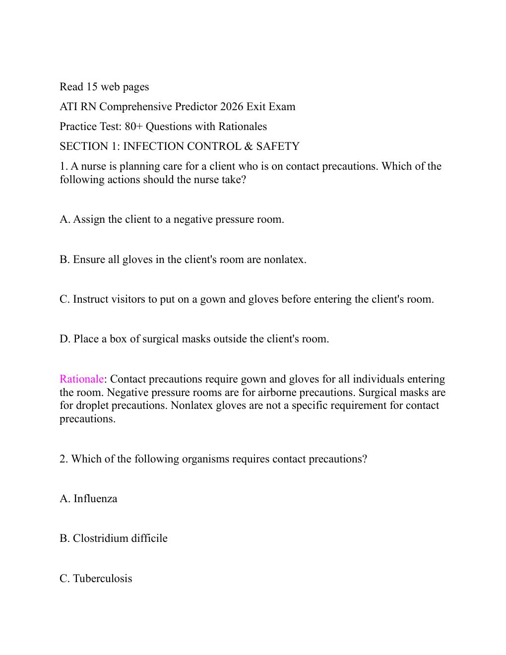 Preview page 5 of ATI RN Comprehensive Predictor Exit Exam  2026/ with screenshots Questions and correct  verified answers. Guaranteed pas
