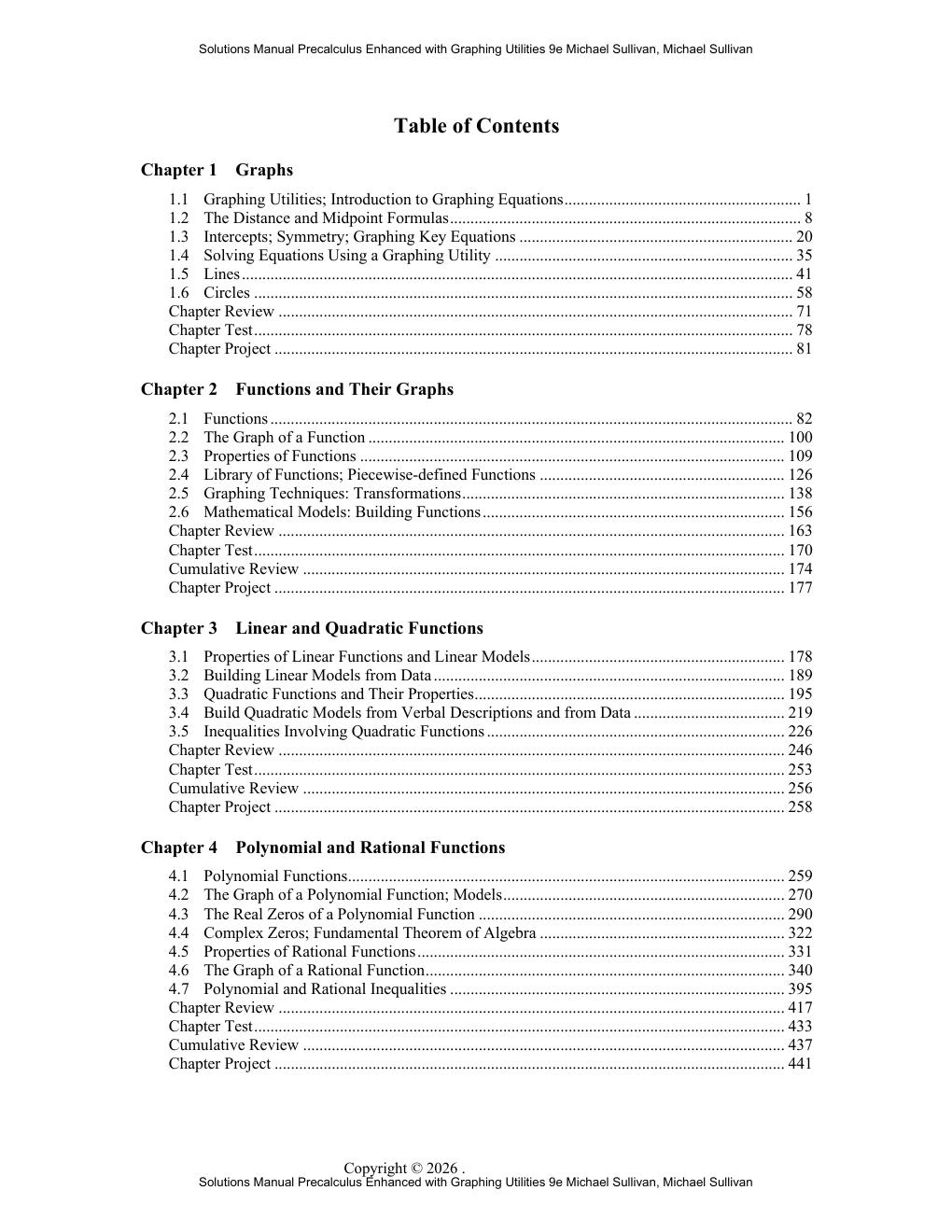 Preview page 4 of Solutions Manual Precalculus Enhanced with Graphing Utilities 9th Edition By Michael Sullivan, Michael Sullivan