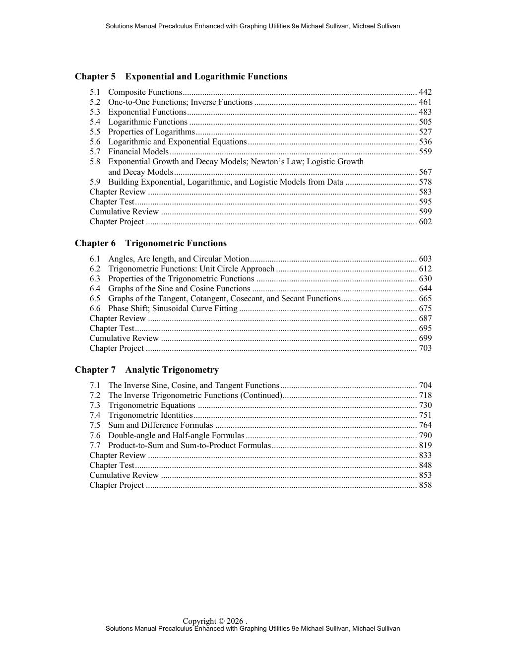 Preview page 5 of Solutions Manual Precalculus Enhanced with Graphing Utilities 9th Edition By Michael Sullivan, Michael Sullivan