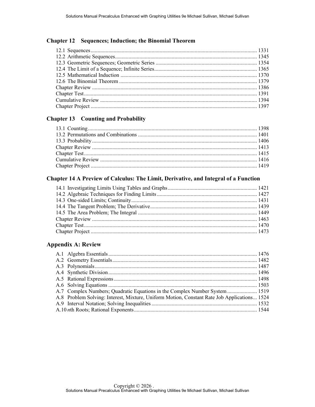 Preview page 7 of Solutions Manual Precalculus Enhanced with Graphing Utilities 9th Edition By Michael Sullivan, Michael Sullivan
