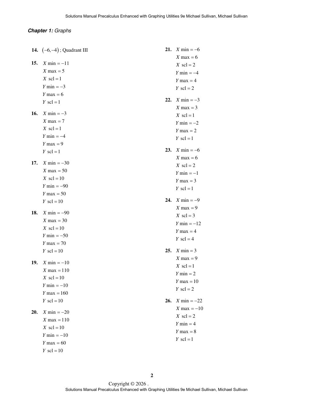 Preview page 9 of Solutions Manual Precalculus Enhanced with Graphing Utilities 9th Edition By Michael Sullivan, Michael Sullivan
