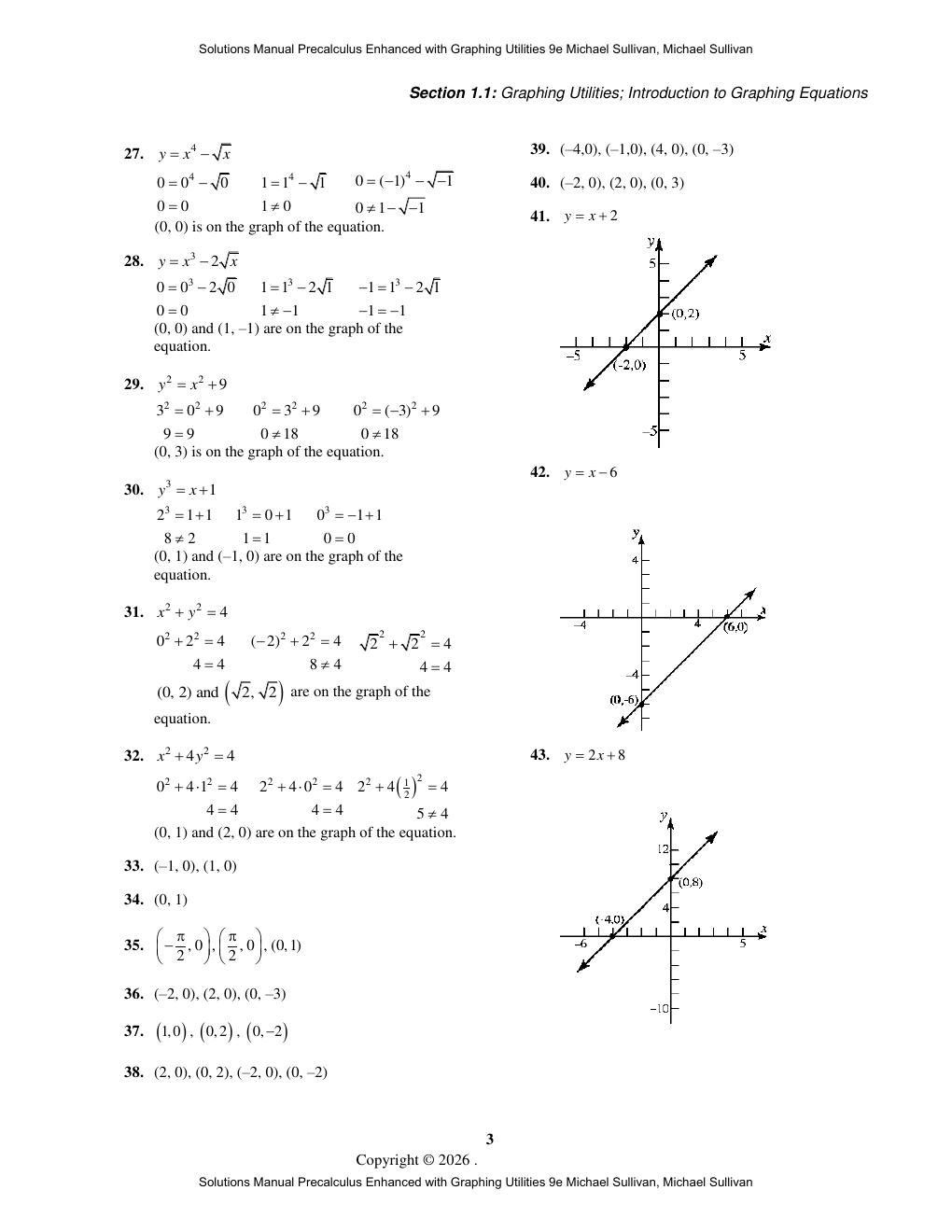Preview page 10 of Solutions Manual Precalculus Enhanced with Graphing Utilities 9th Edition By Michael Sullivan, Michael Sullivan