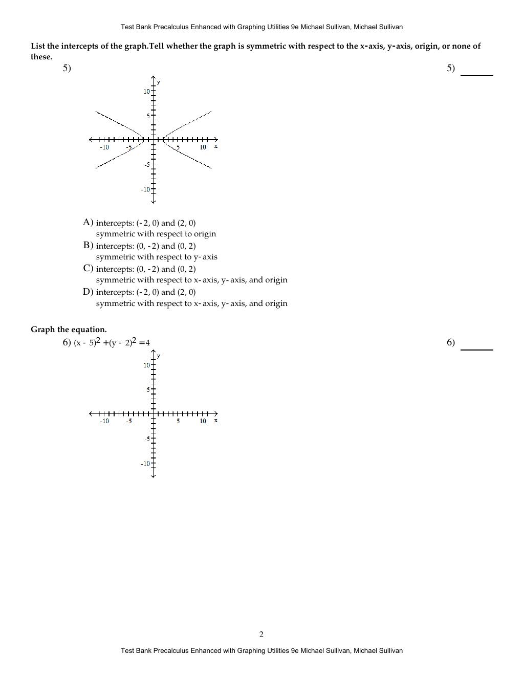 Preview page 5 of Test Bank Precalculus Enhanced with Graphing Utilities 9th Edition By Michael Sullivan, Michael Sullivan