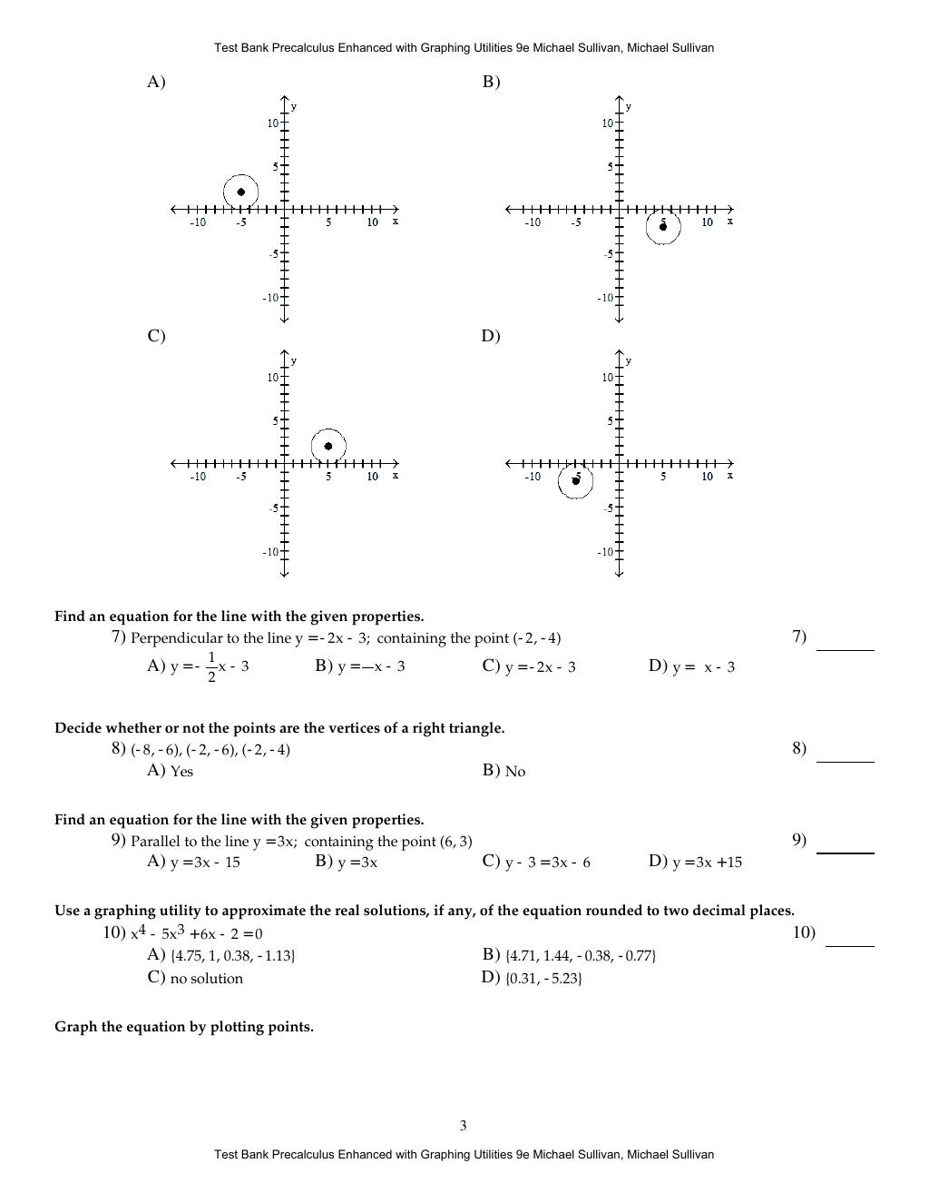 Preview page 6 of Test Bank Precalculus Enhanced with Graphing Utilities 9th Edition By Michael Sullivan, Michael Sullivan