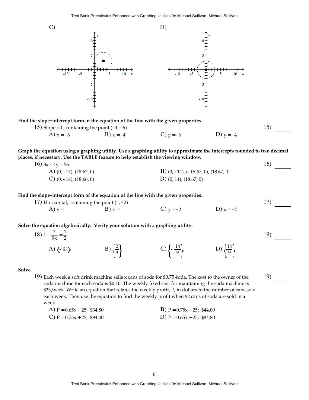 Preview page 9 of Test Bank Precalculus Enhanced with Graphing Utilities 9th Edition By Michael Sullivan, Michael Sullivan