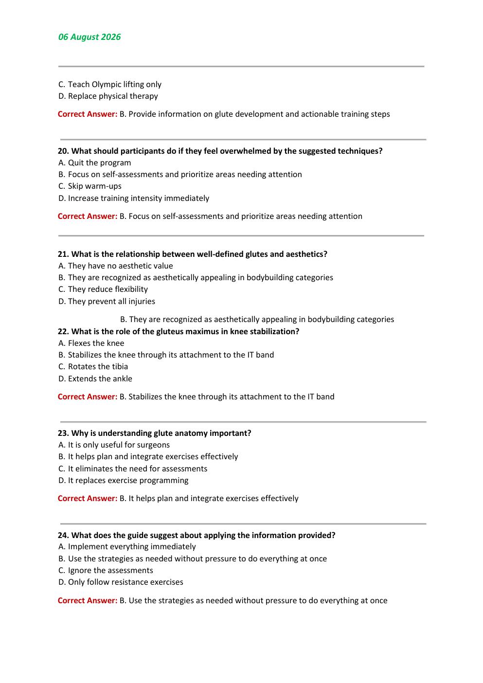 Preview page 5 of Comprehensive 30-Day Glute Development & Training  Guide 2026/2027 Test Exam 81 comprehensive questions  |RECENT AND FRE