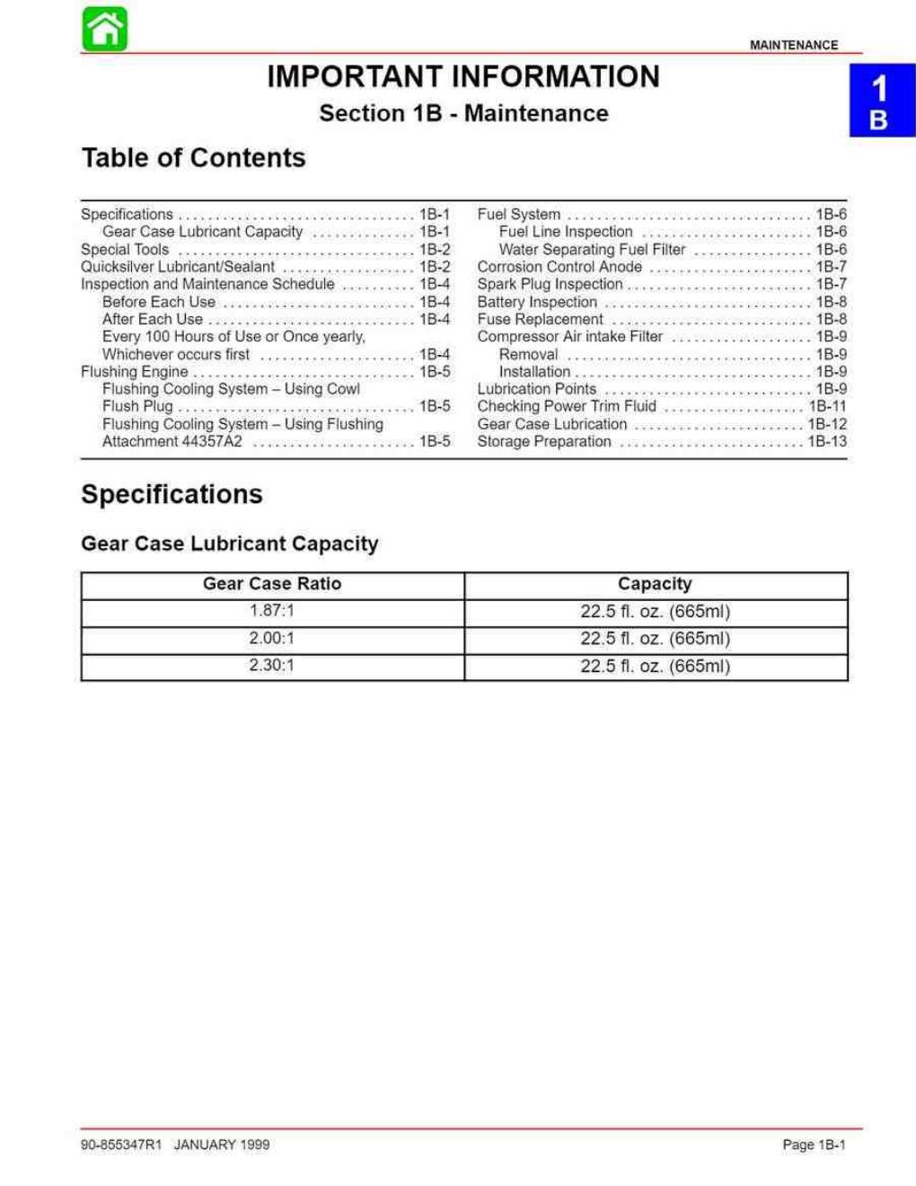 Preview page 8 of Mercury 115 135 150 175 OPTIMAX Service Manual