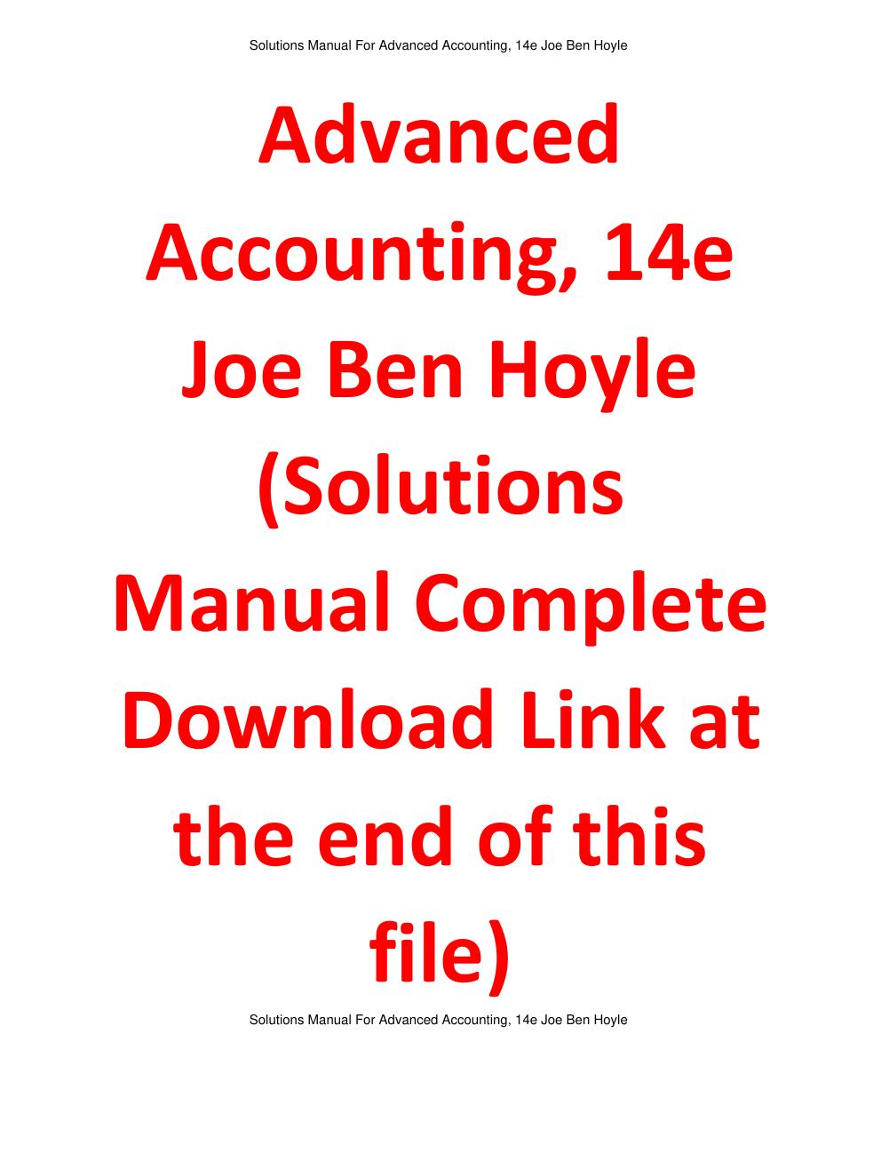 Preview page 2 of Solutions Manual For Advanced Accounting, 14th Edition By Joe Ben Hoyle